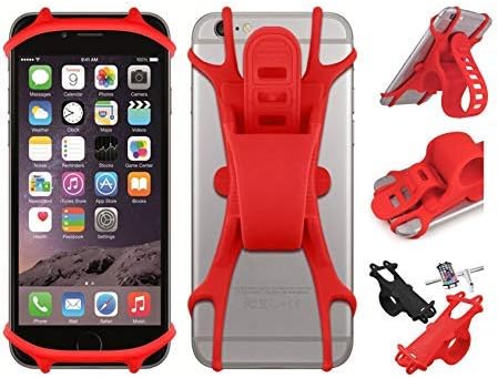 Flexible Smartphone Mount Holder for Bike, Stroller, Car Headrest, Steering Wheel, Golf Cart, Motorcycle, GPS, Gym, Shopping Cart. Compatible with iPhone,iPhone Plus,Samsung Galaxy,Android (Red)