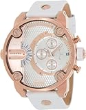 Diesel DZ7271 sba oversize rose gold-tone/white dial leather strap unisex watch NEW