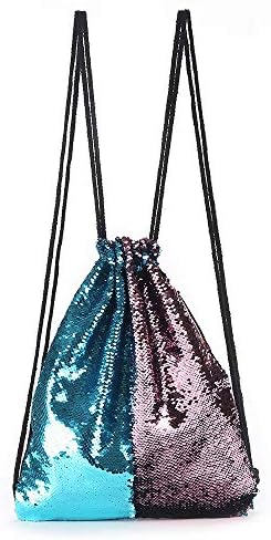 Mermaid Sequin Backpack Reversible Flip Sequin Sackpack Drawstring Bag Magic Tote Glittering Shoulder Bag Fashion Dancing Bling Shining Bag For Women Girls Boys Kids Yoga Hiking Camping Beach