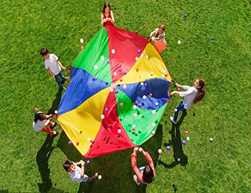Kids Play Parachute 12ft Kids Sport Parachute with 8 Easy Hold Handles for Team Game - Thumbnail 5