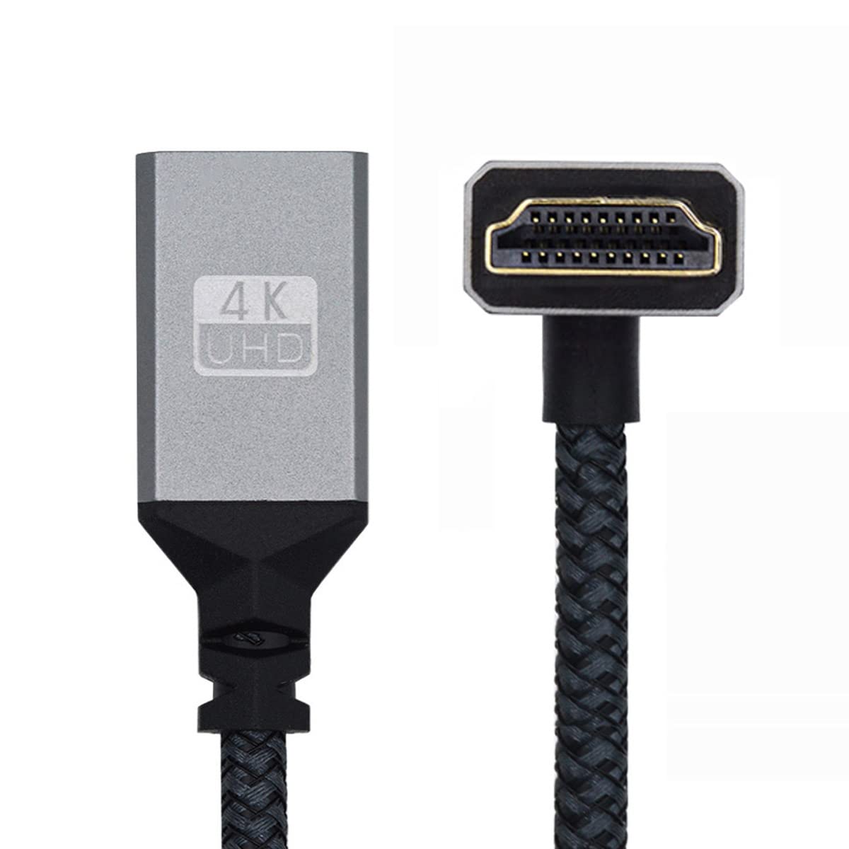 CY 4K Cable Type-A Standard HDMI 1.4 Male 90 Degree Up Angled to HDMI Female Extension Cable for DV MP4 Camera DC Laptop HDTV