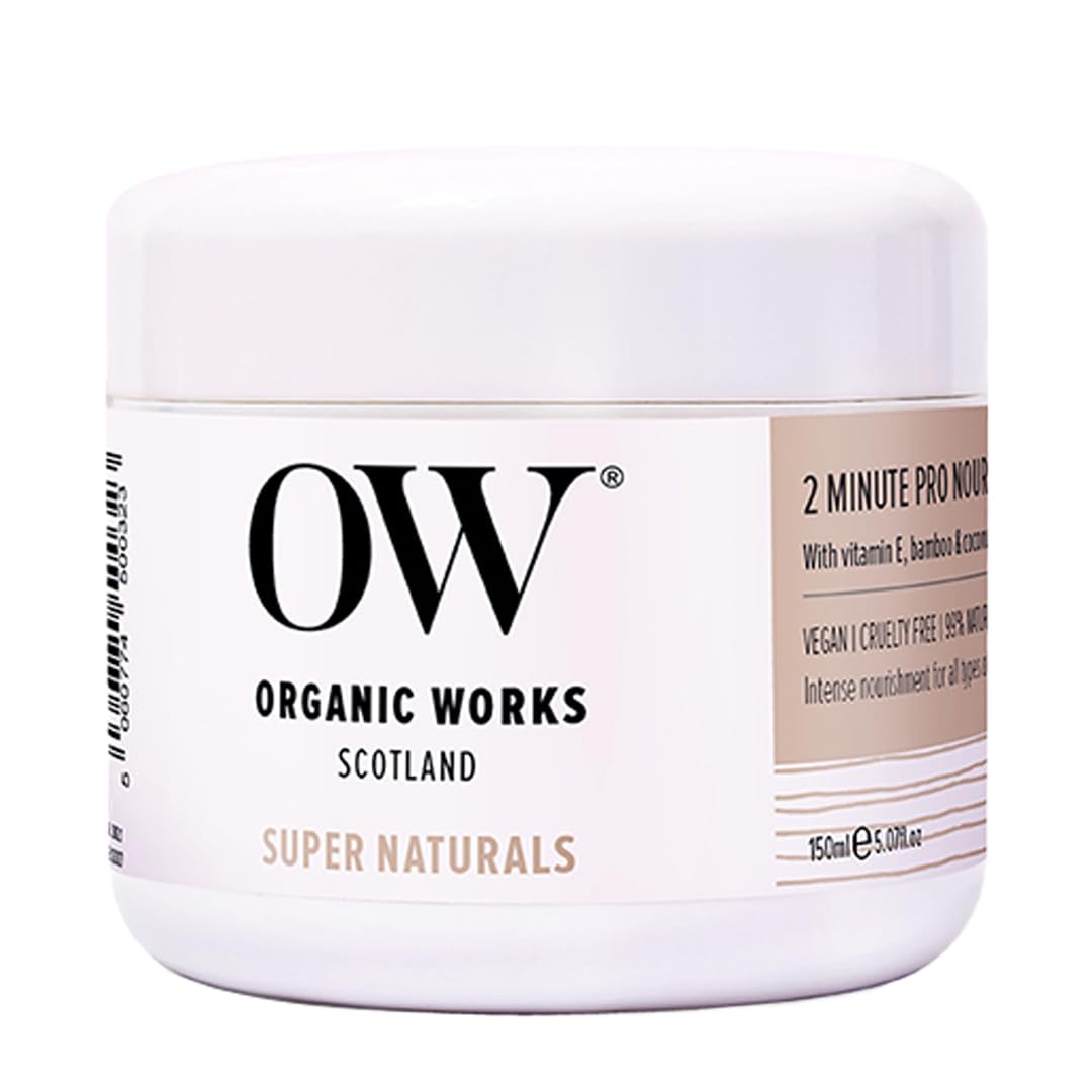 Organic Works Super Naturals 2 Minute Pro Nourish Hair Mask - Hydrating Hair Repair Treatment Infused with Natural Argan Oil, Reduces Frizz & Restores Moisture for Damaged Hair (150ml (Pack of 1))