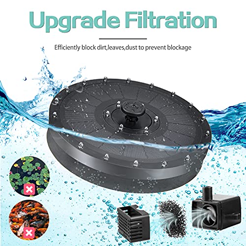 2021 New 3.5W Solar Fountain Pump for Bird Bath,Built-in 2000mAh Battery Solar Powered Water Fountain Pump,24 LED Lights Solar Water Pump Floating Fountain with 7 Water Styles for Garden,Pool,Outdoor