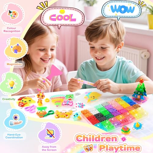 Besdiyart Glitter Water Beads for Kids, Glow in the Dark Water Beads Refill Set, Icing Beads Water Mist Beads Magic Beads DIY Beads for