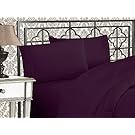 Elegant Comfort 1500 Thread Count Egyptian Quality 4-Piece Bed Sheet Sets, Queen, Deep Pockets, Purple