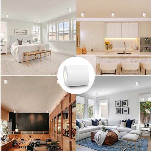 YindaLux Pack of 6 Surface-Mounted Spotlights, White, 30° Swivelling Surface-Mounted Spotlight with GU10 Socket, Diameter 80 x 84 mm, Aluminium Surface-Mounted Ceiling Spotlights, 230 V Surface Mounted Light for Bedroom, Office, Hotel, Round (without GU10 Lamp)