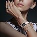 V-MORO Resin Bands Compatible Apple Watch Bands 38mm 40mm iWatch Women Series 4/3/2/1, Luxury Metal Stainless Steel Metal Wristband Bracelet Strap (White/Copper, 38mm)