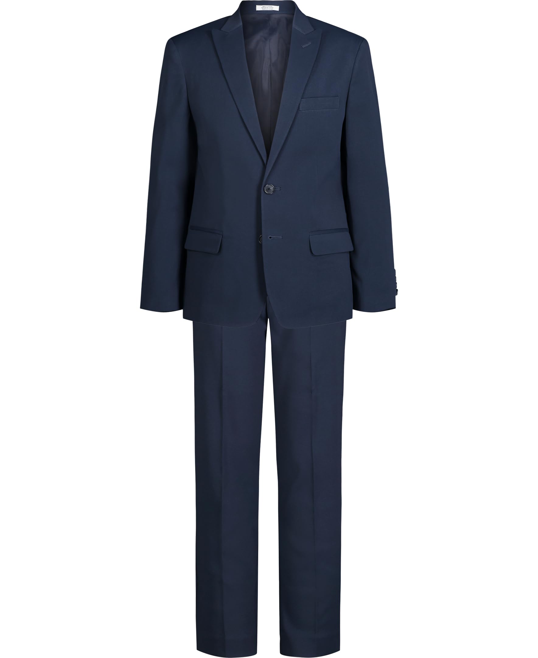Photo 1 of Calvin Klein Boys 2-Piece Formal Suit Set, Includes Single Breasted Jacket & Straight Leg Dress Pants with Belt Loops & Functional Pockets, Bright Blue Stretch, 14