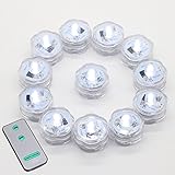 12 SUPER Bright LED Submersible Wedding Tower Vase Tea Light with Remote (White)