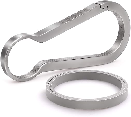Amazon カラビナ キーホルダー Natuo チタン カラビナ おしゃれ 軽量 高強度 キーチェーン 金具 車 家 鍵 カラビナ 長約59 幅約25 6mm キーリング 直径約28mm リールキーホルダー メンズ レディース チタンカラー キーケース キーホルダー 車 バイク