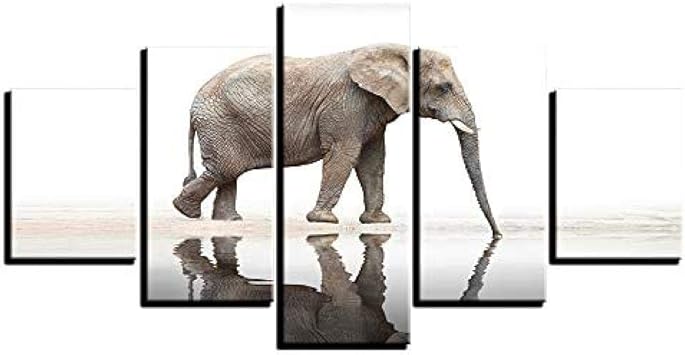 Amazon Co Jp Opqasp 5キャンバス絵画絵画壁アートプリントキャンバス5パネル動物象ファッション家の装飾モジュラー写真用リビングルーム Xxl 5pcs ホーム キッチン