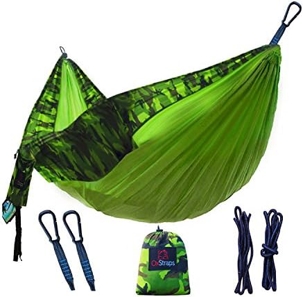 Camping Hammock Double XL | Fun For the Whole Family - Easy Sleeping - Kid Friendly - Perfect for Boyscouts | Accessories Include Parachute Hammocks + 2 Rope Straps + 2 Carabiners + Portable Pouch