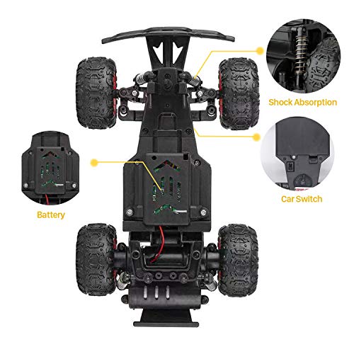 RC Cars for Kids - 2 Rechargeable Batteries 40mins Play Time 2.4 GHZ Remote Control Off Road Monster RC Trucks, Waterproof High Speed 20KM/H 1:22 Scale RC Car | Best Toys Gift for Boys, Girls