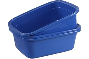 Innouse 18 Quart Wash Basins, 3-Pack Plastic Rectangular Dish Pan Tub, Blue