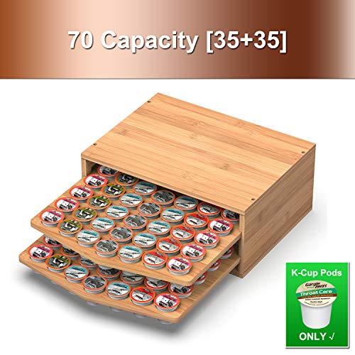 Well Weng 70 Capacity 2 Tier Bamboo Coffee Pod Holder Storage