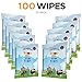 Yogo Pet Resealable Wipes - Deodorizing Grooming Travel Wipes, Medium Sized, for Dogs & Cats - 100 Count (10 Wipes per Pack)