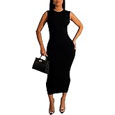 YouSexy Sexy Bodycon Ribbed Tank Dress for Women Sleeveless Casual Party Club Midi Dresses