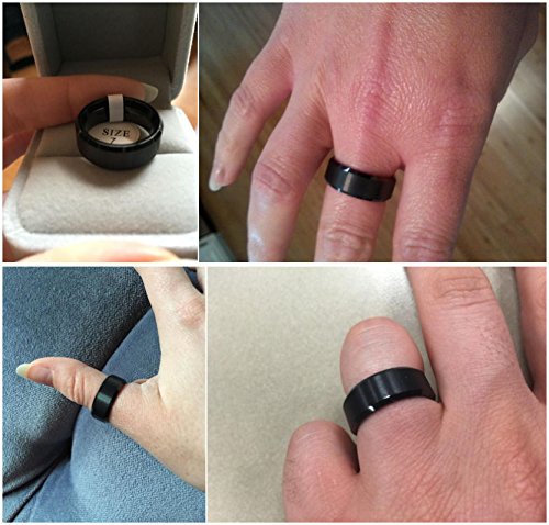 Freeman Jewels Black Tungsten Rings for Men 8mm Wedding Band Brushed Matte Finish Center(9.5) - Thumbnail 4