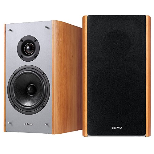 E-mu xm7 passive bookshelf speakers, brown wood grain