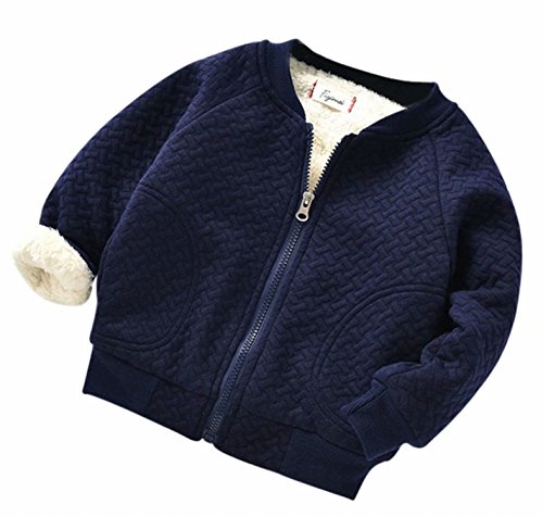 UNIQUEONE Toddler Infant Long Sleeve Baby Girl Boy Solid Zip Warm Winter Tops Jacket Outerwear Casual Clothes Coat Size 12Months/Tag6(Navy) - Thumbnail 2