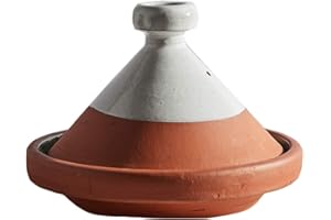 Moroccan Tagine Pot by Verve CULTURE | Traditional Ceramic Cooking Tagine | Contemporary Style-White | 7" tall / 10" diameter