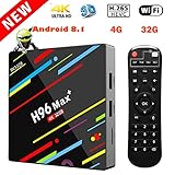 EstgoSZ H96 Max+ TV Box Android 8.1 4GB 32GB Android TV Box RK3328 4K Smart TV Box Support H265 VP9 Video Decoding/BT4.0/2.4G 5G Wifi/100M LAN/KD18.0 USB3.0 Android Box