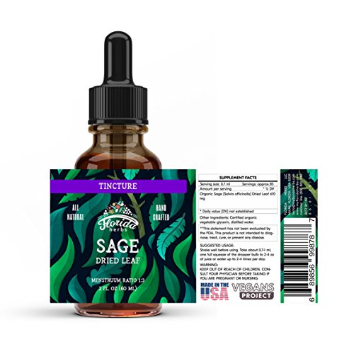 Sage Tincture, Organic Sage Extract (Salvia officinalis) Dried Leaf