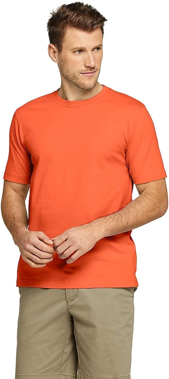 Lands' End Men's Short Sleeve SuperT, XXL, Sunwashed Orange Clothing