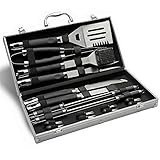 Albessel 19 Pieces Professional BBQ Grill Set - Stainless Steel Barbecue Heavy Duty Accessories With Aluminium Case, For Outdoor Grilling, Cooking, Camping, Party