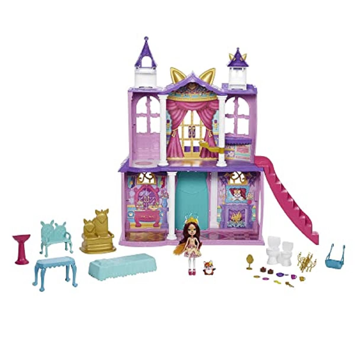 Enchantimals ​Royal Enchantimals Royal Ball Castle Playset (26-in/66-cm) with Fox Doll & Animal Figure, 19 piece-count & 5 Play Areas, Great Gift for Kids Ages 3-8