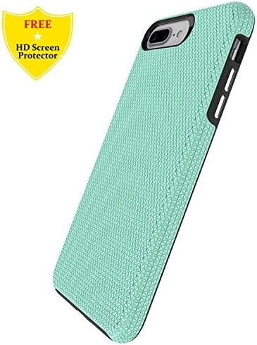 iPhone 7 Plus Case,iPhone 8 Plus Case + Free HD Screen Protector,idatog® Rugged Heavy Duty Bumper Armor Case 360 Protective Shock-Absorption, High PC Back Cover, Soft Rubber TPU Bumper (TPU inside), Anti-Scratch case For Apple iPhone 7 Plus/iPhone 8 Plus 5.5"(Green)