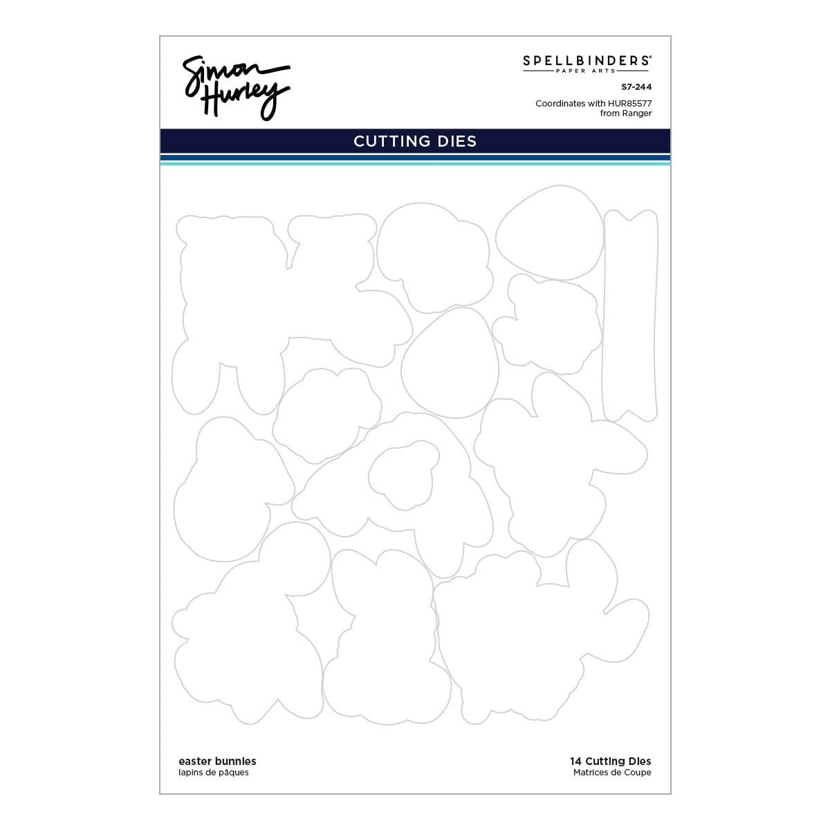 Spellbinders Beautiful Blooms Etched Dies for Coordinating Stamp Set by Simon Hurley, Metal, ONE