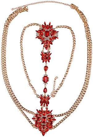 Fingertip WD Diamond Body Chain, Women Girls Novelty Jewelry Necklace Costume Belt Chain Sexy Personality Exaggerated Waist Chain Body Chain