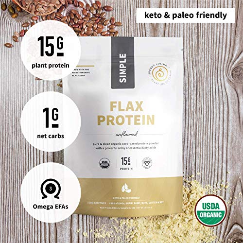 Sprout Living Simple Flax Protein Powder, 15 Grams Organic Plant Based