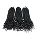 3Packs/lot Eunice 16 Inch Curly Senegalese Twist Crochet Hair Bundles Wave Ends Braids Synthetic Braiding Hair Extensions for Black Women (16 inch, black)