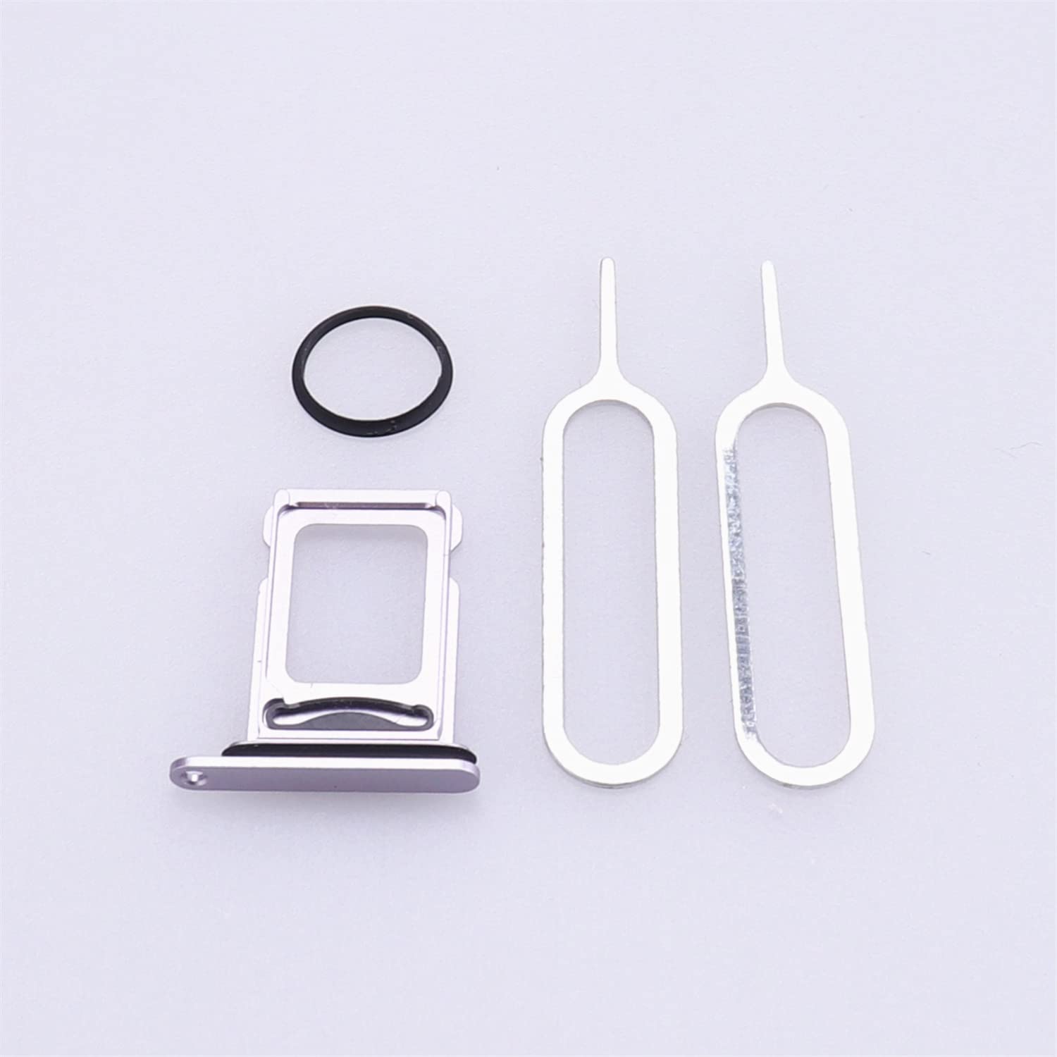 For iPhone 14/14 Plus SIM Card Tray Slot Holder Replacement, (Dual Card Version) with Waterproof Rubber Seal Ring + SIM Card Tray Open Eject Pin Purple