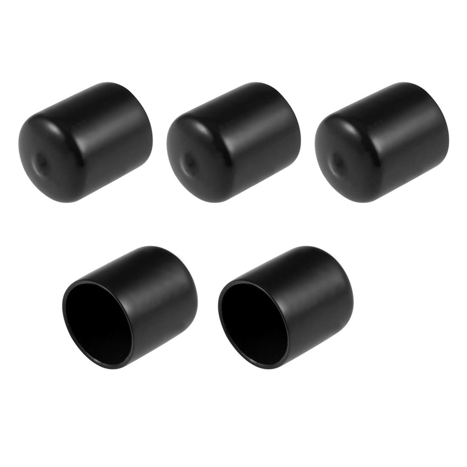 TA-VIGOR 5Pcs Rubber End Caps, 30mm ID Round Flexible Screw End Caps Thread Protectors, Black Vinyl Bolt Covers Rubber Covers for Screws, Tubes, Cables, Wires, etc