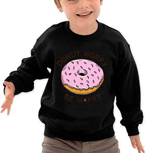 Puppylol Donut Worry Be Happy Kids Classic Crew-neck Pullover Sweatshirt White