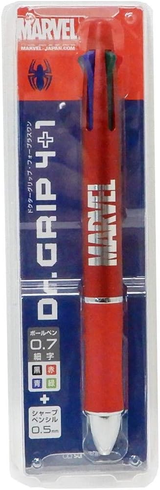 Amazon Co Jp スパイダーマン 黒赤青緑 ボールペン シャープペン ドクターグリップ 4 1 ロゴ マーベル おもちゃ