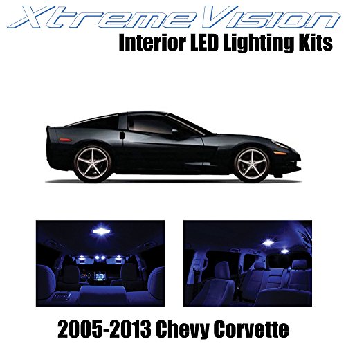 XtremeVision Chevy Corvette 2005-2013 (10 Pieces) Blue Premium Interior LED Kit Package + Installation Tool