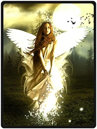 JIUDUIDODO Home Bedding &amp; Wonderful Keep Warm Friendship Day Gifts Custom Beautiful Angel Wings Comfortable Blanket 58 Inches x 80 Inches Sofa/Bed Used Gift for Family/Friend