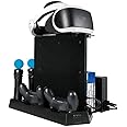 3 in 1 Multi Charging Stand with 2 Cooling Fans for PRO/Slim/PS VR, Controller Docking Station Charger, 11 Card Slot, Vertical Stand Headset Bracket
