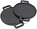 EurKitchen Pre-Seasoned Two-Sided Cast Iron Pizza Stone, Griddle and Grill Pan w/ Reinforced Handles - 13.5-inch - Perfect for Use on a Stovetop, BBQ, or Oven