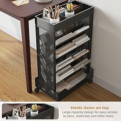 COVAODQ Book Cart with Wheels Mobile Bookshelf