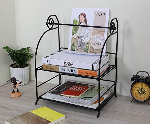 TQVAI 2 Tier Can Rack Organizer with Kitchen Roll Holder, Black - Thumbnail 6