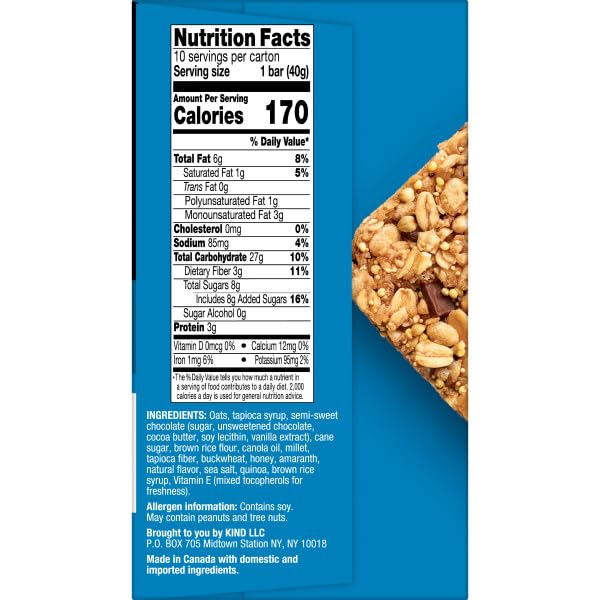 KIND HEALTHY GRAINS ENERGY BARS, DARK CHOCOLATE CHUNK, GLUTEN FREE, HEALTHY SNACKS, 21G WHOLE GRAINS, 10 COUNT