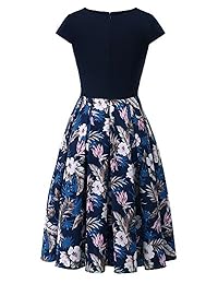 Homrain Vestido de fiesta de cóctel para mujer, estilo vintage de los años 50, con mangas de retales, para fiesta