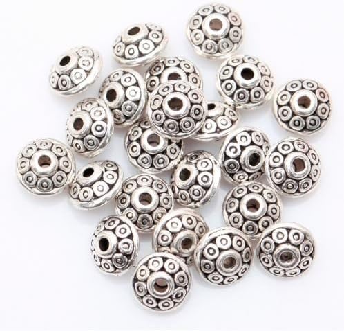 100 Piece 8mm Bali-Style Silver-Alloy Metal Jewelry Findings for DIY Jewelry Making, Charms, Crafts, Spacer Beads + FREE Ear wires