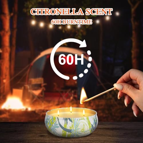 Citronella Candle Outdoor, 3 Wicks 36oz Garden Citronella Candles Gift Set, 240-300 Hour Burn Natural Soy Wax Candle for Outdoors, Indoors, Home, Garden, Patio, Camping
