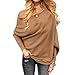 VOIANLIMO Women's Off Shoulder Knit Jumper Long Sleeve Pullover Baggy Solid Sweater Khaki S